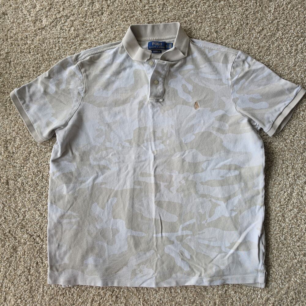 Polo Ralph Lauren Camo Polo Shirt - Mens XL Beige Camouflage, Classic Fit